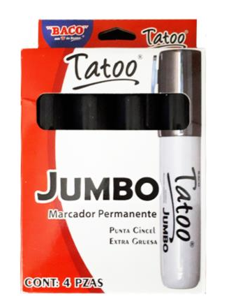 Imagen de BACO(10) MARCADOR TATOO JUMBO C/4 PZAS (MR203/205)