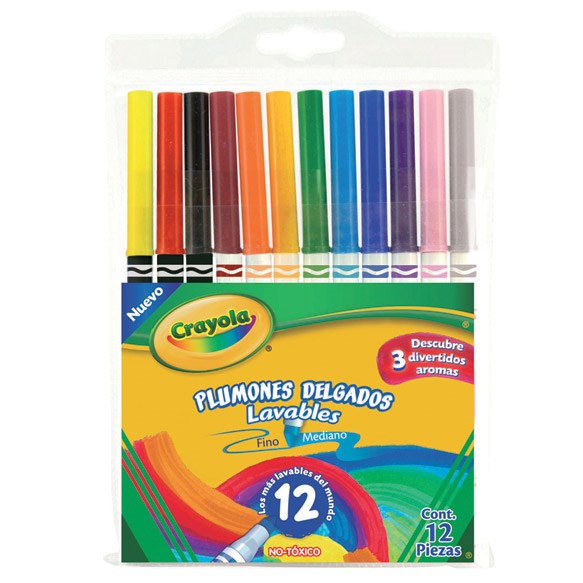 Imagen de CRAYOLA(1) PLUMONES C/12 SUPER TIPS (580912M014/M015) (DELGADOS LAVABLES P/M)