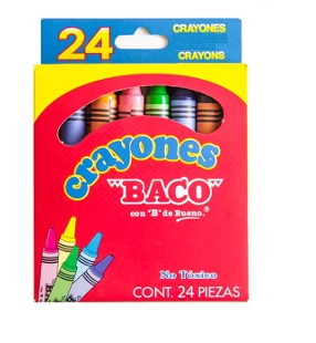 Imagen de BACO(100) CRAYON STD C/24  RED/TRIANG ( CY003/CY009) (MORADO CY014) DELGADO