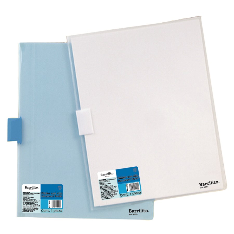 Imagen de BARRILITO C/12 FOLDER C/CLIP F02Q CARTA PLAST