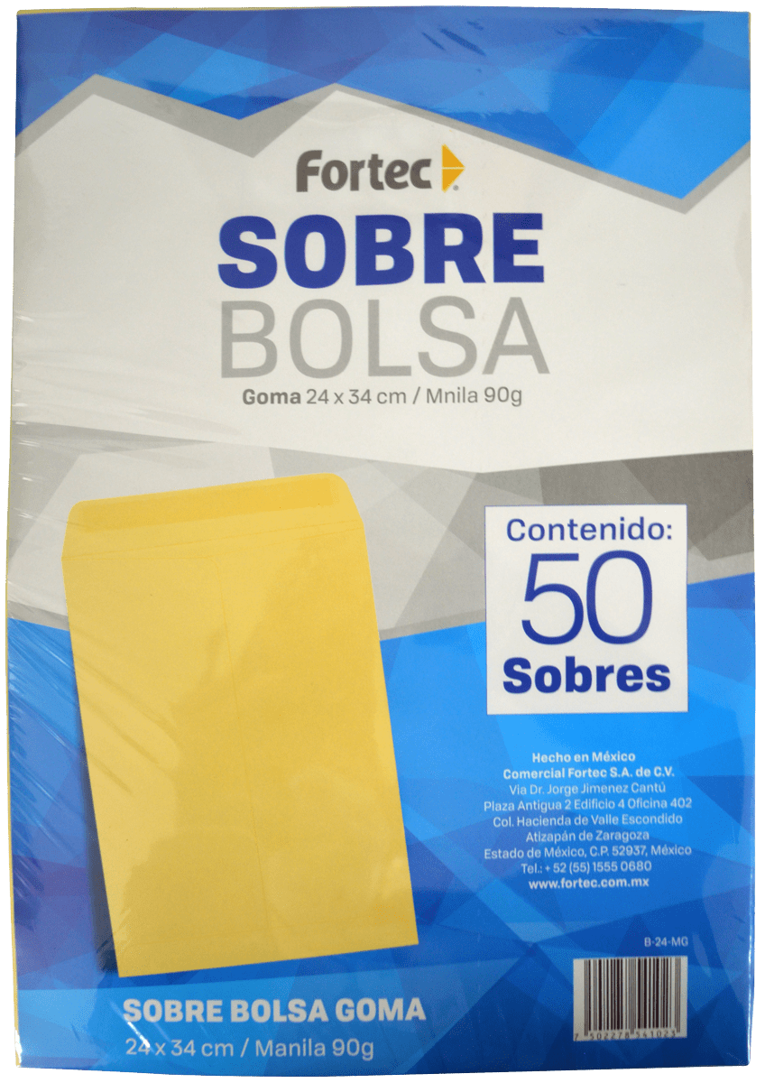 Imagen de FORTEC(10) SOBRE BOLSA C/50 OFICIO B24 MANILA (24X34CM) (B-24-MG)