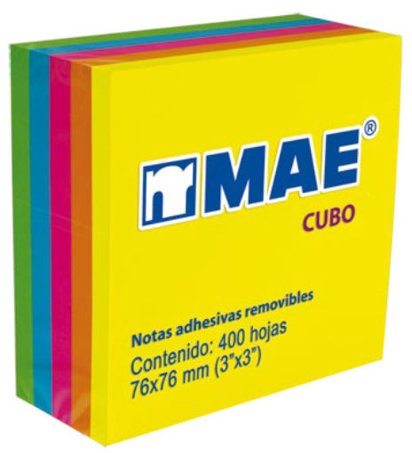 Imagen de MAE(12) 21012 NOTAS CUBO NEON C/400HJS 7.5X7.5