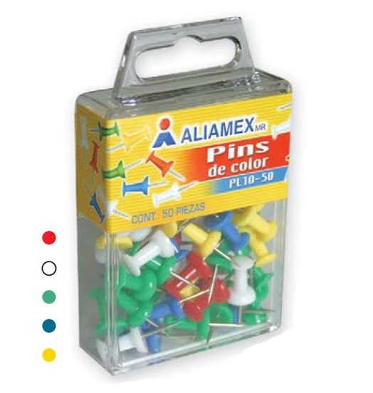 Imagen de ALIAMEX(1) PIN DE COLORES C/50PZS PL10-50 (C0050)
